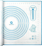 Silicone Baking Mat with Measurements, Pastry Mat for Rolling Dough, Fondant Mat Sheet for Pizza and Cookies, Pie Crust, Oven Liner, Counter Mat, 24''(W)32''(L) Blue