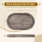 MAONAME Wood Serving Tray, Farmhouse Wooden Tray for Coffee Table, Oval Beaded Trays, Vintage Brown Decorative Trays for Living Room, Kitchen, 15" X 9" X 1.2"