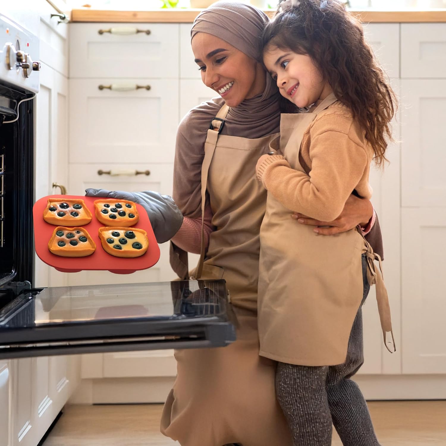 Li&Zhao Silicone Muffin Pans for Baking - 2 PCS Thick Silicone Cupcake Pan Animal Silicone Egg Bite Molds Silicone Muffin Cups Mini Cupcake Pans for Making Muffin Cakes,Tart,Festival