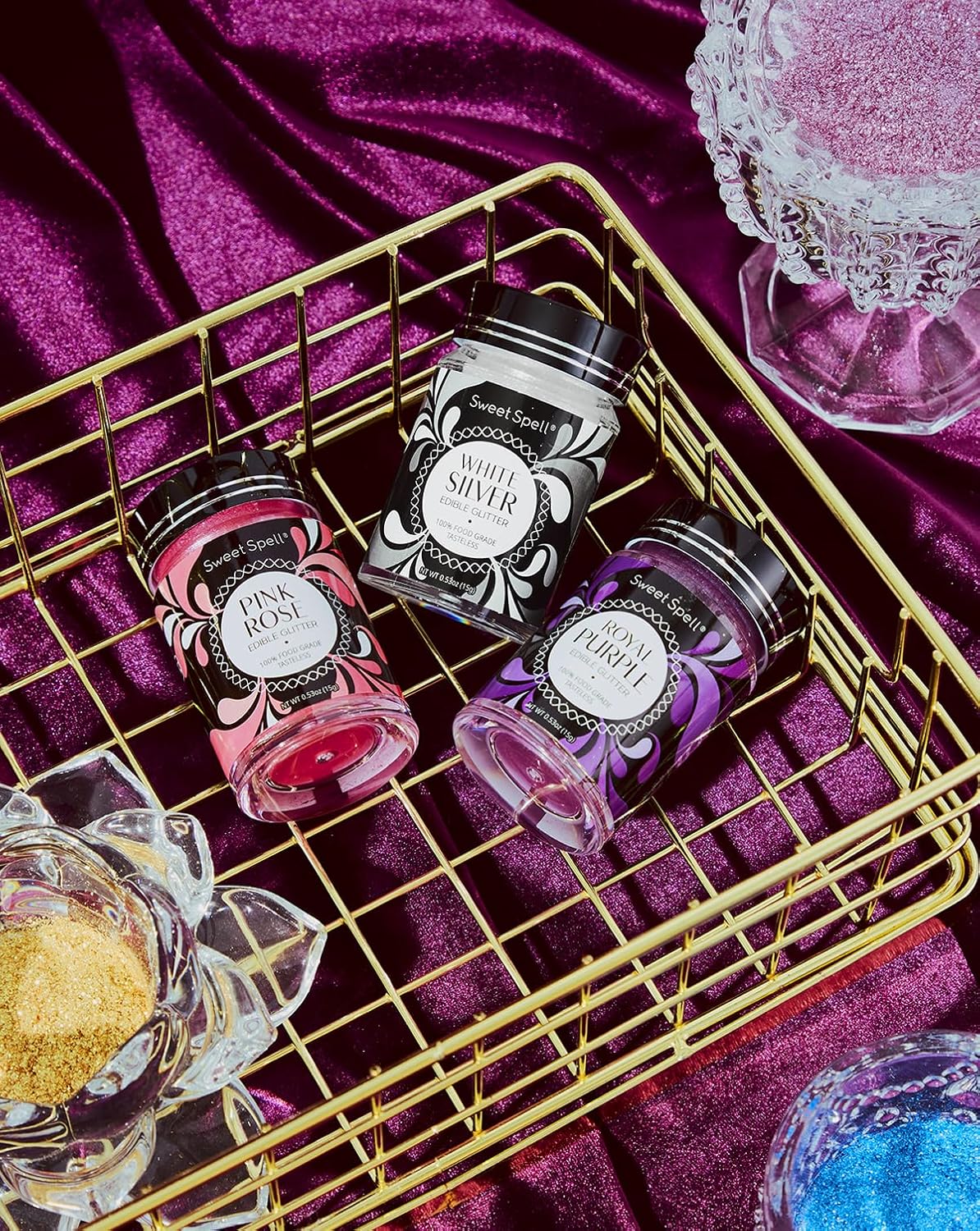 Sweet Spell Pink Edible Glitter (15g) - Shimmer Sparkles for Drinks, Cakes, Cocktails - 100% Edible & Food Grade Glitter, Vegan, Gluten-Free (Pink)