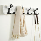 SKOLOO 24-Inch Wood Coat Rack Wall Mount with 4 Triple Hooks - Ideal for Family Entrances, Classrooms, and Pet Supplies Storage - Perfect Coat Hooks for Wall,Distressed White Wash