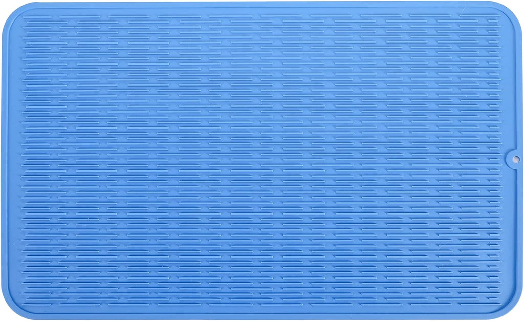 Silicone Dish Drying Mat for Multiple Usage,Easy clean,Eco-friendly,Heat-resistant Silicone Mat for Kitchen Counter or Sink,Refrigerator or Drawer Liner Lichen BlueL 3XL 28 inches x 18 inches
