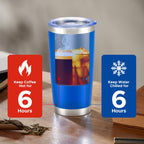 OMTech 20oz Tumblers Bulk, 12pc Stainless Steel Tumbler Set with Lid & Straw, Double Wall Vacuum Insulated Mug for Laser Engraver, Travel Coffee Mug for Hot & Cold Drinks, Navy Powder Coated Cup