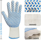 DEYAN Heat Resistant Oven Gloves 932°F | Silicone Non-Slip Mitts with Fingers | Flexible for Baking, BBQ, Grilling | Machine Washable (White, 1 Pair)