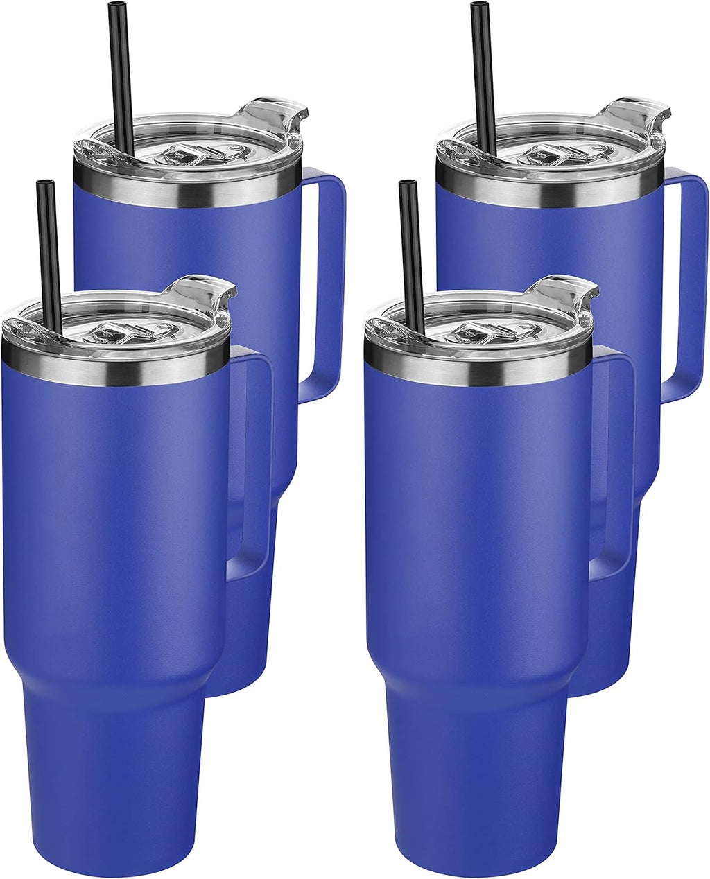 HASLE OUTFITTERS 40 oz Stainless Steel Tumbler with Handle, Vacuum Insulated Tumblers Bulk, Reusable Double Wall Travel Coffee Mug, Durable Powder Coated Water Bottles(Dark Blue, 4)