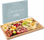 Charcuterie Board - Cheese Board with Grooves & Built-in Handles, Snack Tray for Vegetables, Fruits, Meat, Nuts - Decorative Wooden Serving Tray for Kitchen House Warming Gift