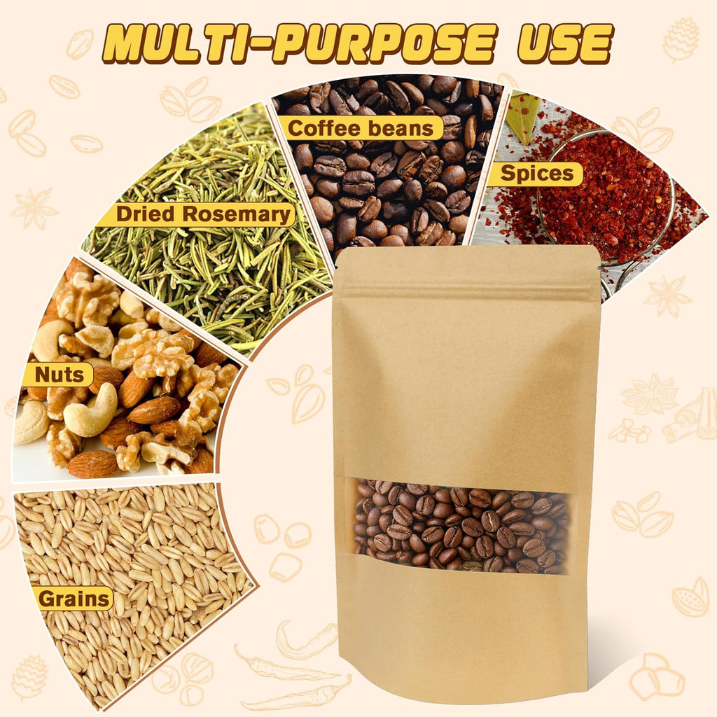 50 Pack Smell Proof Bag, Stand Up Zip Lock Bags, Cookie Bags with Seal, Resealable Pouches, Packing Bags for Cheese, Herbs, Coffee, Spice, Nuts, Soap, Bath Salts, Party Favors, Tea