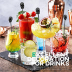 Homestia 6Pcs Skull Swizzle Sticks 7.5inch Coffee Stirrers Reusable Stainless Steel Beverage Cocktail Stirrer for Bar Halloween Party Mixing Drinks (Black)