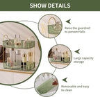 YCIA&DONE Bathroom Organizer Countertop, Makeup Storage, Skincare Cosmetic Tray Shelf, Perfume Holder Rack for Vanity Counter, Large Capacity, Easy to Install, Clean, 2 Tiers, Vintage Green