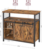 VASAGLE Buffet Cabinet, Coffee Bar Storage Cabinet, Sideboard with 2 Sliding Barn Doors, Adjustable Shelves, 13 x 39.4 x 31.5 Inches, for Living Room, Rustic Brown and Ink Black ULSC092B01