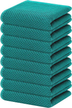 Homaxy 100% Cotton Waffle Weave Kitchen Dish Towels, Ultra Soft Absorbent Quick Drying Cleaning Towel, 13 x 28 Inches, 8-Pack, Teal