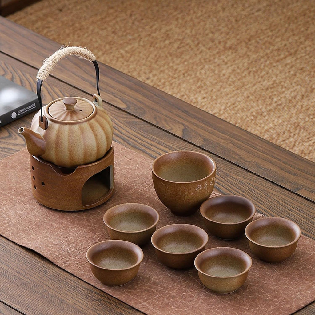 Lifting Beam Pot Style Rough Pottery Tea Set, Boiled Over Open Fire, Gift Box Packaging Suitable for Mother'S Day, Father'S Day, Christmas, Birthday Parties, Company Gifts