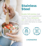 U Konserve Stainless Steel Nesting Trio Food Containers with Silicone Lids, Leak Proof & Dishwasher Safe (Set of 3: 5/9/16 oz)
