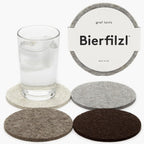 Graf Lantz - Bierfilzl Merino Wool Round Coasters Set of 4 - Earth (4" Circles) - Absorbs 30% of Weight - German Wool - Heat Resistant, Sustainable, & Reusable - Home Decor & Coffee Table Decor