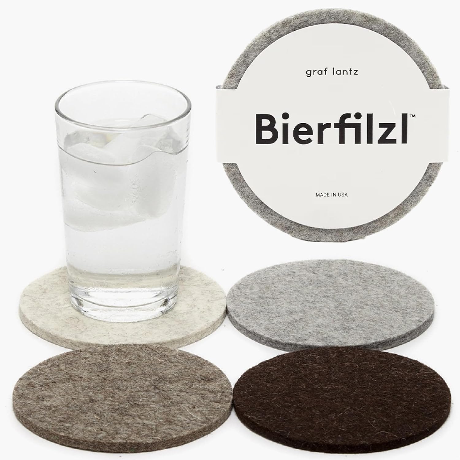 Graf Lantz - Bierfilzl Merino Wool Round Coasters Set of 4 - Earth (4" Circles) - Absorbs 30% of Weight - German Wool - Heat Resistant, Sustainable, & Reusable - Home Decor & Coffee Table Decor