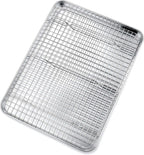 P&P CHEF 16 Inch Baking Sheet and Rack Set, Stainless Steel Cookie Sheets Oven Baking Pans Trays with Cooling Racks for Cooking & Roasting, Oven & Dishwasher Safe, (2Pcs)