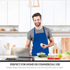 GREEN LIFESTYLE 120 Pack Professional Chef Apron – Grilling Aprons for Men, Waterproof Cooking Apron for BBQ, Work or Restaurant Use, Kitchen Aprons for Women – Royal Blue, No Pockets