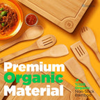 Riveira Bamboo Cutting Boards For Kitchen with Wooden Spoons For Cooking – Set of 3 Pcs Wooden Cutting Board & 6 Bamboo Spoons – Wooden Cutting Boards For Kitchen – Complete Wooden Cooking Utensils