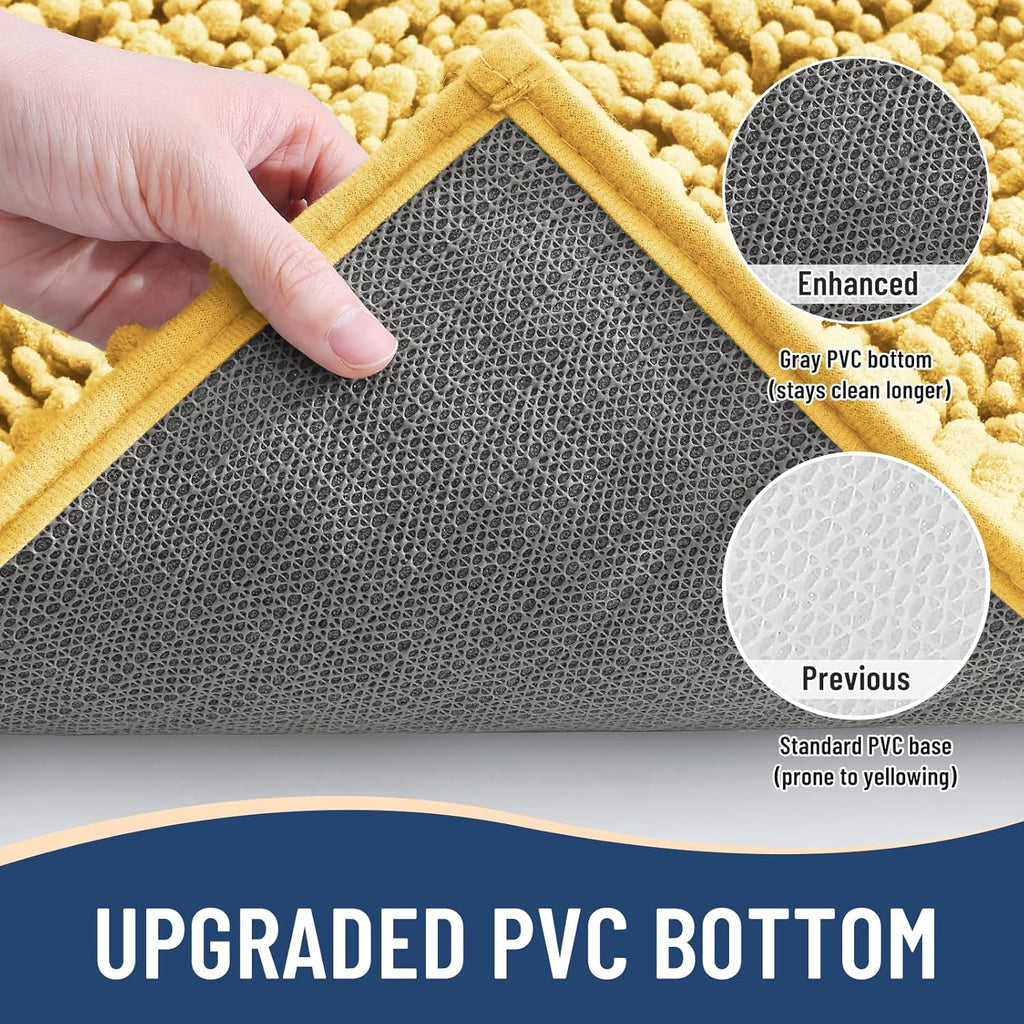 Arotive Luxury Chenille Bathroom Rug Mat, Extra Soft Thick Absorbent Shaggy Bath Rugs, Non-Slip Machine Wash Dry, Plush Bath Mats for Bathroom, Shower and Tub, 47x24, Yellow