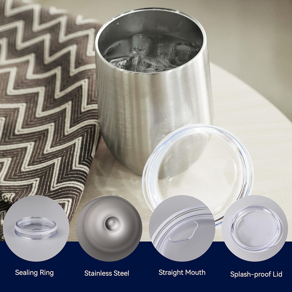 DOMICARE Stainless Steel Wine Tumbler Bulk with Lid, Personalized Insulated Tumblers Set, 12oz Travel Coffee Cups Pack of 1, Stainless steel