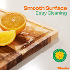 Riveira Acacia Wood Cutting Board – Gourmet Acacia Grandeur: 20 x 14 Wooden Cutting Board – Natural Wooden Cutting Boards For Kitchen Decorative – Innovative Juice Grooves Acacia Wooden Chopping Board