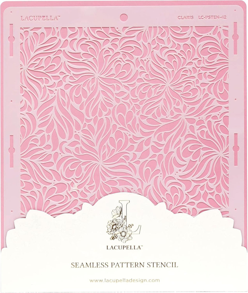 Cake Stencil - Seamless Delicate Pattern for Decorating Tall Double Barrel Cake to Use with Buttercream, Royal Icing, Ganache, Paint, Airbrush (Claris)