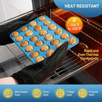 2 Pack 24 Cups Silicone Mini Muffin Pan with Metal Reinforced Frame Silicone Molds Cupcake Pans Tray Egg Bites Circle Cookie Molds Muffin Tin Tart Pans Baking Sheet Set for Breakfast Sandwiches