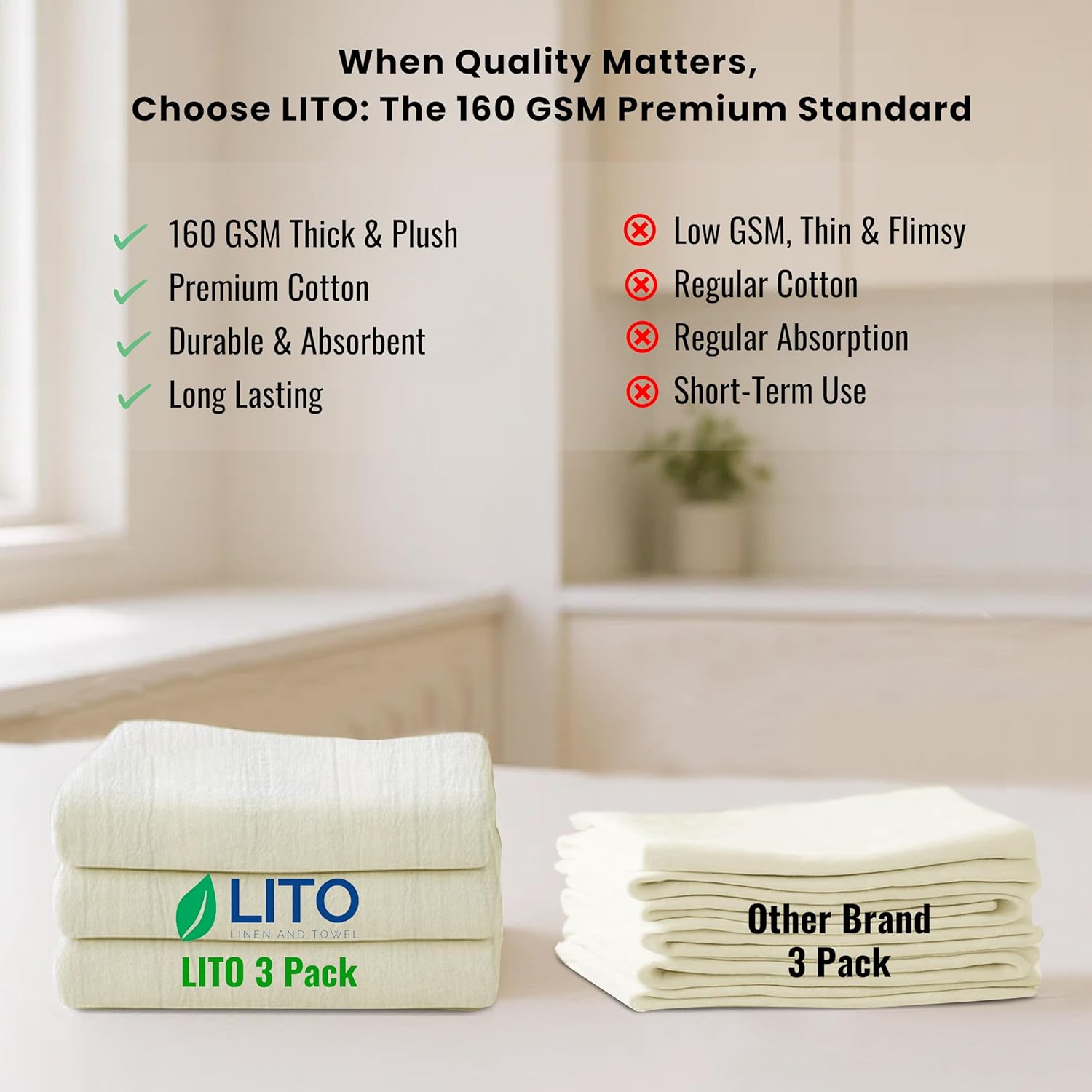 Flour Sack Towels | Tea Towel for Crafts| Kitchen Dish Cotton Blank Towel for Embroidery| Baking Bread Proofing Linen Cover| Thick Absorbent Quick Dry |3 Pack 28"x28" Natural