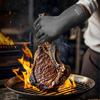 DEYAN Silicone BBQ & Oven Gloves - Food Grade, Heat Resistant Waterproof & Oil Proof Gloves for Grilling, Baking, Frying, Cooking - Long Sleeve & Non-Slip Grip, 1 Pair(Black, 10/XL)