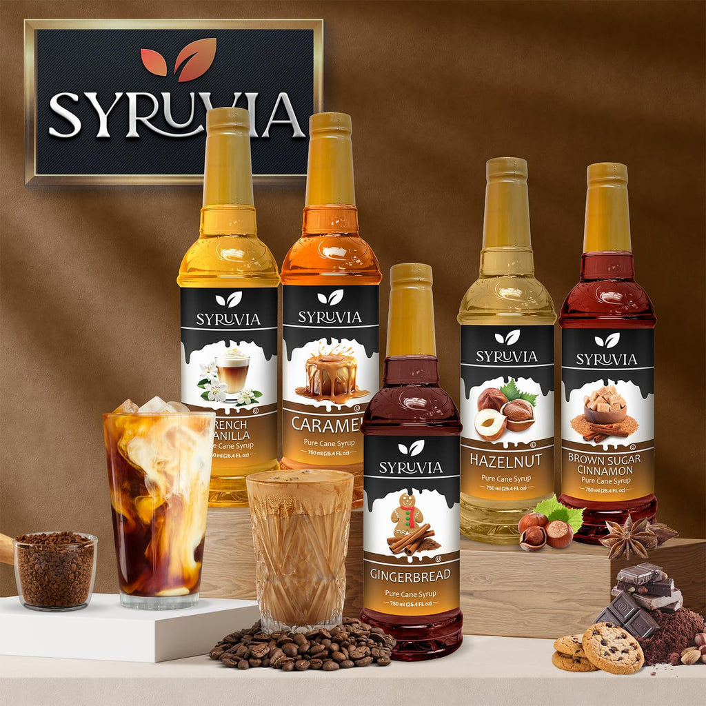 Syruvia Cupcake Coffee Syrup - 25.4 fl oz - Kosher Syrups, Gluten Free, No Coloring, Perfect for Drinks, Soda, Shakes, Desserts, and More.
