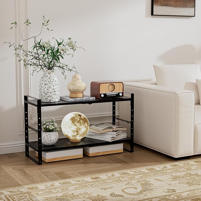 Expandable Countertop Organizer Rack/Shelf with Borders. for Kitchen, Pantry or Office - Heavy-Duty Steel Construction