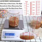 3 Piece Glass Measuring Cup Set, Includes 2-Cup, 4-Cup, and 8-Cup High Borosilicate Glasss Liquid Measuring Cups, Dishwasher, Freezer, Microwave, and Preheated Oven Safe, Essential Kitchen Tools