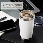 MEWAY 20oz Tumbler 12 Pack Double Wall Vacuum Insulated Travel Mug Bulk, Stainless Steel Tumblers with Lid and Straw, Durable Powder Coated Coffee Cups for Cold & Hot Drinks (White, 12)