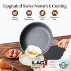 SENSARTE Nonstick Frying Pan Skillet, Swiss Granite Coating Omelette Pan, Healthy Stone Cookware Chef's Pan, PFOA Free (8/9.5/10/11/12.5 Inch) (11 Inch)