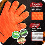 KITCHEN PERFECTION S Silicone Smoker Oven Gloves -Extreme Heat Resistant BBQ Gloves -Handle Hot Food Right on Your Grill Fryer Pit|Waterproof Oven Mitts |Superior Value Set+3 Bonuses