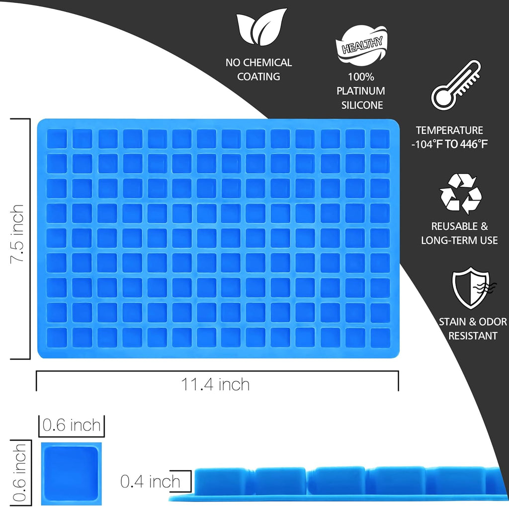 Anaeat 126-Cavity Square Silicone Candy Mold, 2 Pack Non-stick Mini Silicone Chocolate Mold for Homemade Caramels, Jelly, Gummy, Ice Cube, Truffles, Pralines & Ganache - Flexible & Easy to Release