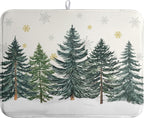 Winter Forest Dish Drying Mat Winter Snowflake Large Kitchen Mats Dish Drying Pad Christmas Tree Absorbent Dish Dryer Mat for Kitchen Countertops Microfiber Drainer Pad Dish Drying Mats (18x24 in)