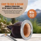 Authentic Artisan Yerba Mate Gift Set – Handmade 5.5" Natural Calabash Gourd with Leather Cover + Stainless Steel Bombilla – Traditional Argentine Kit (Gift Ready)