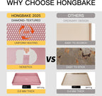 HONGBAKE Baking Sheet Pan Set, Cookie Sheets for Oven, Nonstick Half/Quarter/Jelly Roll Pans with Diamond Texture Pattern, Heavy Duty Cookie Tray, Pink