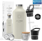 Stainless Steel Water Bottle with Straw, Infuser & 3 Lids: 18/32 OZ Leak-Proof Vacuum Insulated ACTIVE FLASK Drinking Bottles Hot Cold: Double Walled Outdoor Drink Thermo Mug Tea Coffee Sport Gym Bike