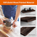 3 Pack Floating Shelves, 16in Brown Paulownia Wood, Rustic Style, Wall Mounted Storage Shelves for Kitchen, Living Room, Bedroom, Bathroom Decor, 75lbs Load Capacity