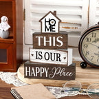 Farmhouse Wooden Tabletop Decor Rustic There's No Place Like Home Table Centerpiece Home Wood Blocks Sign Gifts Farmhouse Tiered Tray Decor for Kitchen Table Shelf Desk Mantel Decoration