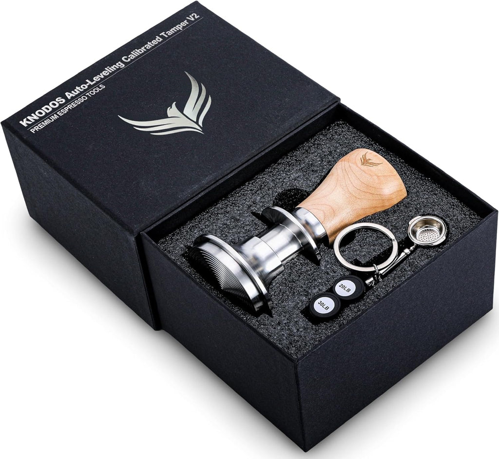 58mm Espresso Bar Accessories Kit – Maple Handle Calibrated Tamper, Espresso Leveler, Beech Wood Tamping Station, and Dosing Funnel with Puck Screen