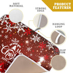 Happy New Year Red Dish Drying Mat for Kitchen Counter,Merry Christmas Tree Snowflake Drying Mat 16 x 18 Inch with High Absorbent Reversible Microfiber Dish Drying Pad Drainer Mat for Coffee Bar