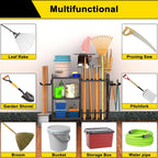 GIOTORENT 6 Tier Garden Tool Organizer, Garage Storage and Organization, Metal Yard Tools Storage Rack, Heavy Duty Garden Tool Organizer for Garage, Yard, Patio, Shed, Indoors and Outdoors, Black