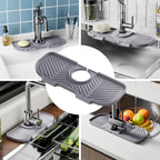 Faucet Mat for Kitchen Sink，6° Slope Sink Splash Guard，Splash Guard for Kitchen Sink，Kitchen Sink Splash Guard for Dish Soap Sponge Holder，Silicone Faucet Guard & Draining Mat-Purple