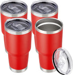 30 oz Tumbler with Lid Stainless Steel Tumblers Bulk Vacuum Insulated Cup Reusable Powder Coated Travel Mug Double Wall Leak Proof Cups Keep Cold Drinks for 12 Hours Wine Red, Set of 4