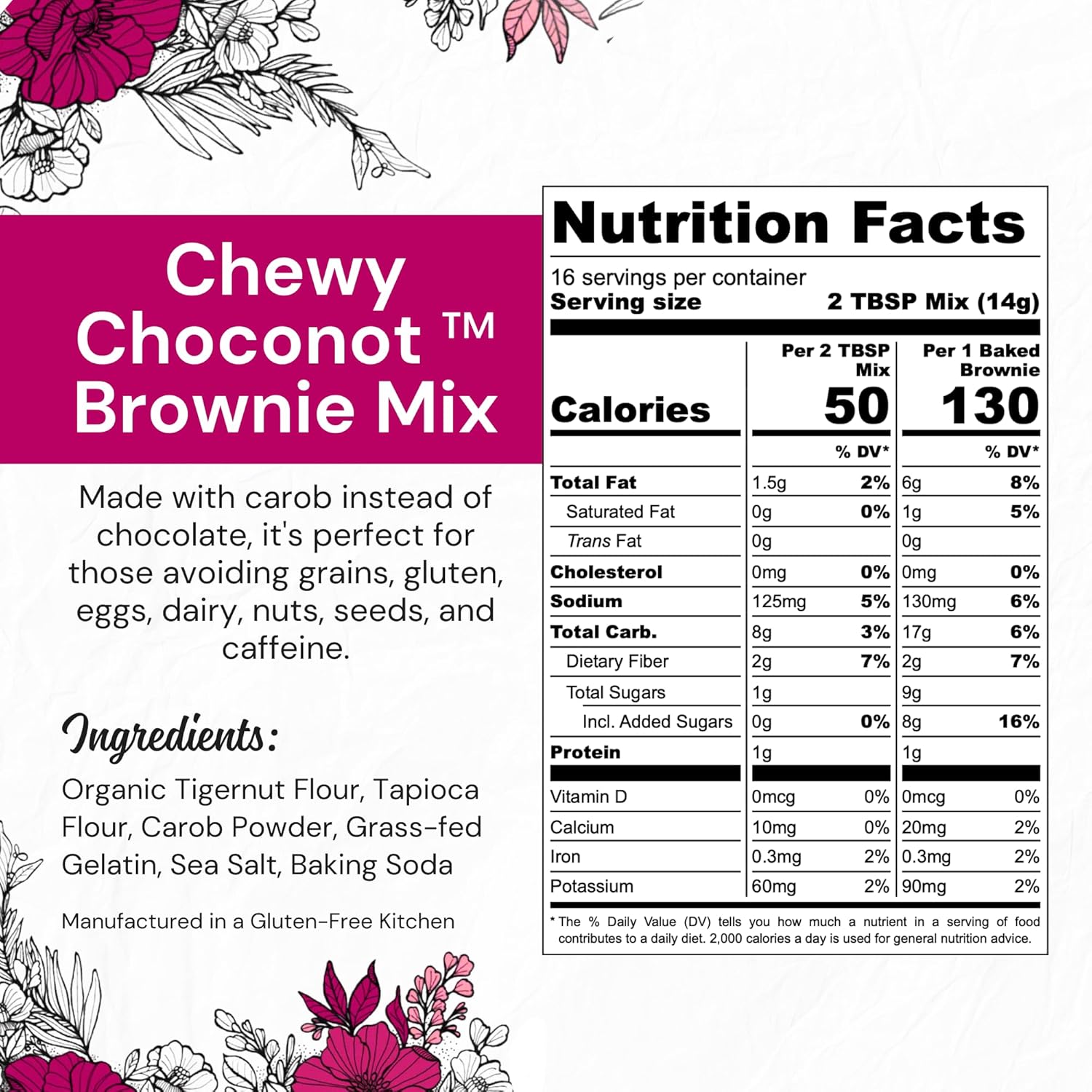 eat G.A.N.G.S.T.E.R. Chewy Choconot Brownie Mix - Allergy-Friendly Baking Mix, Grain-Free, No Dairy, Nuts, Gluten, Dairy - For Paleo & AIP Diets, Try with Chocolate or Carob Chips & Nut Butters