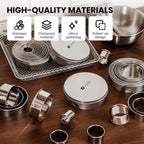 12-Piece 304 Stainless Steel Biscuit Cutter Set - Round Cookie Cutters for Baking (1/2/3/4/5 Inch) with Storage Box, Dough Pastry Cake Circle Cutting Ring Molds, Non-Rust & Dishwasher Safe