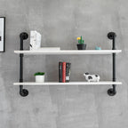 Floating Bookshelf Bathroom Shelves Over Toilet Industrial Pipe Shelving Pipe Shelves Rustic White Wall Shelves 36 Inch Farmhouse Book Shelves for Wall Mounted
